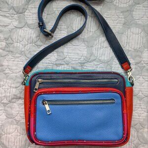 Multi-colored Leather Crossbody Bag made in Poland